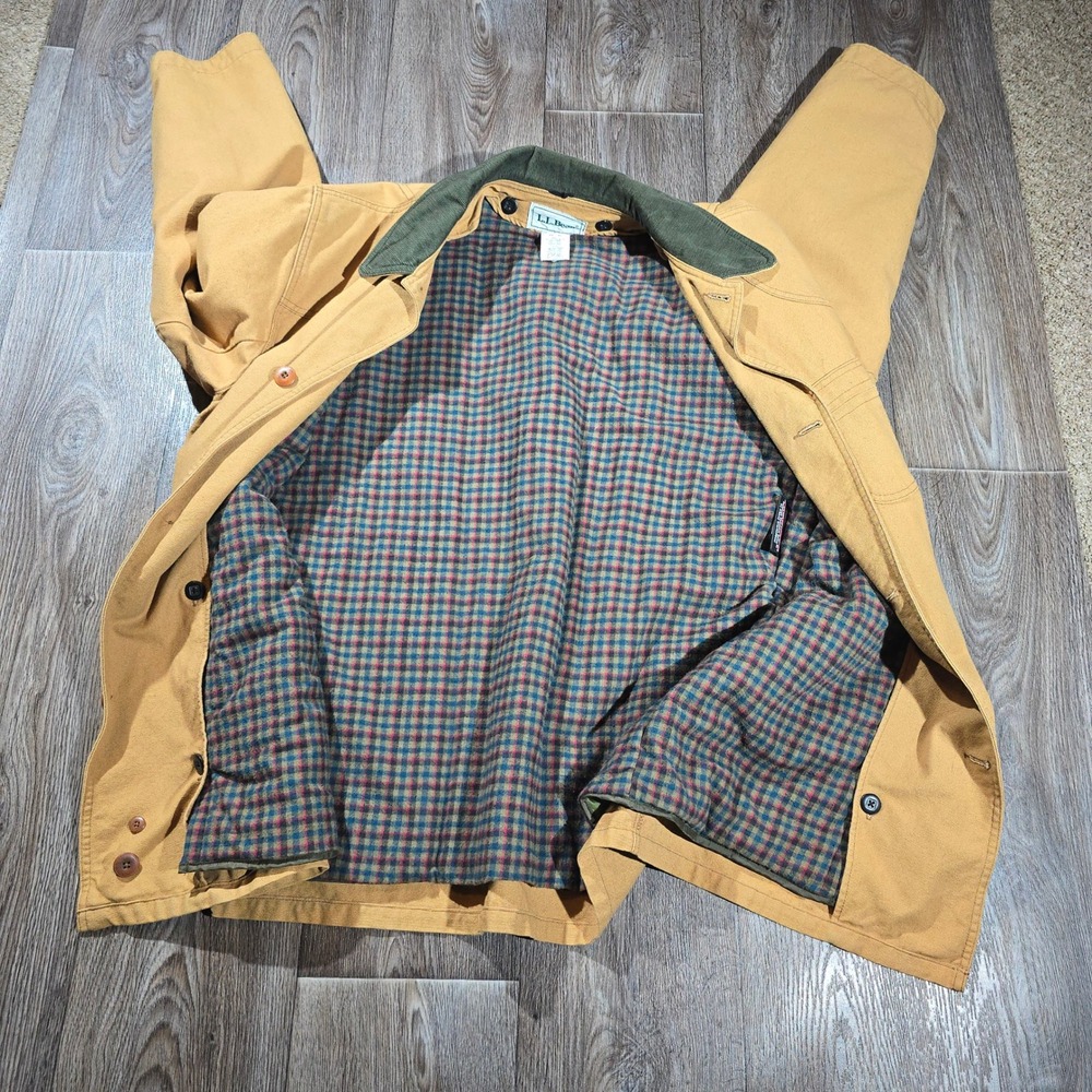L.L. Bean Field Coat Canvas Hunting Jacket Tall Large Tall Tan Primaloft Flannel - Picture 11 of 16